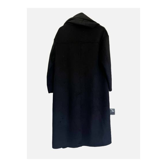 Zara Oversized Wool Blend Trench Coat Overcoat Double Breasted Scarf Black Small - Picture 6 of 10